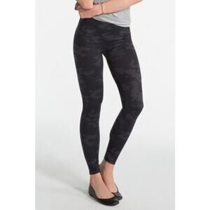 Spanx High Rise Wide Waistband Seamless Camo Ankle Leggings Black/Brown Small